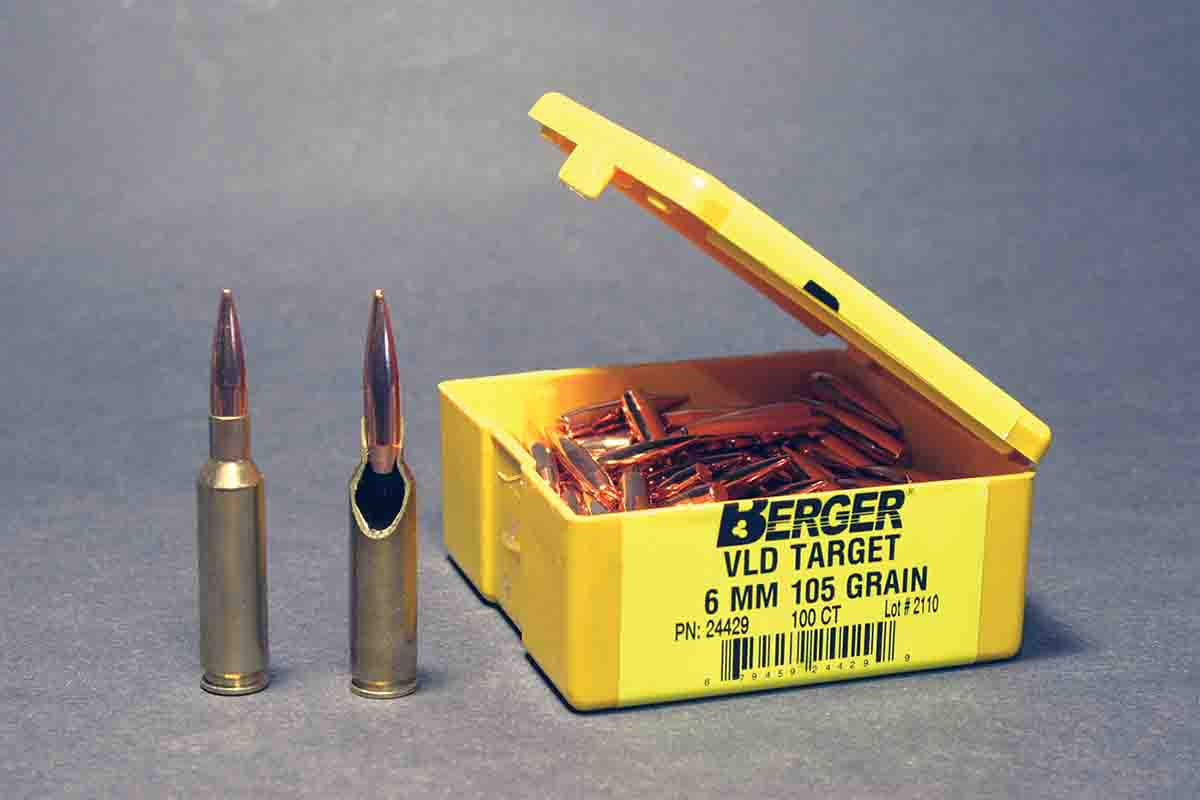 The case and chamber throat of the 6XC are designed so even heavy 6mm bullets with very high ballistic coefficients don’t encounter the “dreaded donut” at the base of the neck.